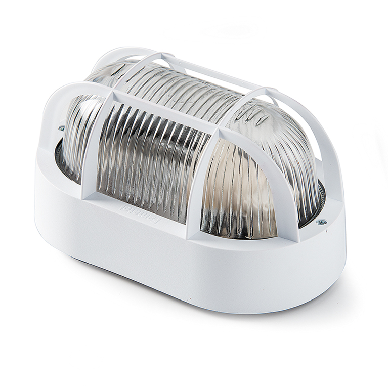 Oval wall lamp IP44 white