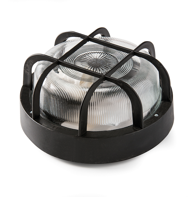 Round wall light IP44 black