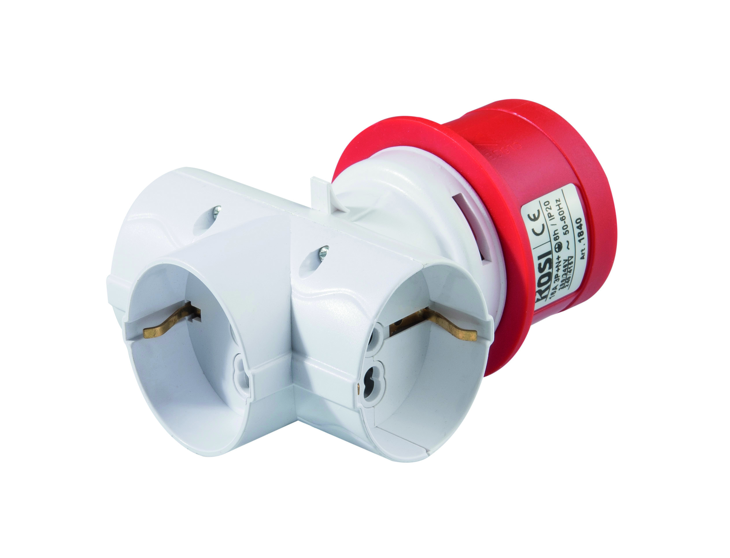 Adaptador ficha CEE - 3 tomadas Bipasso IP20