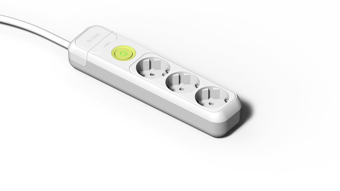 Base 3 sockets 16A and switch + 1.5m m cable