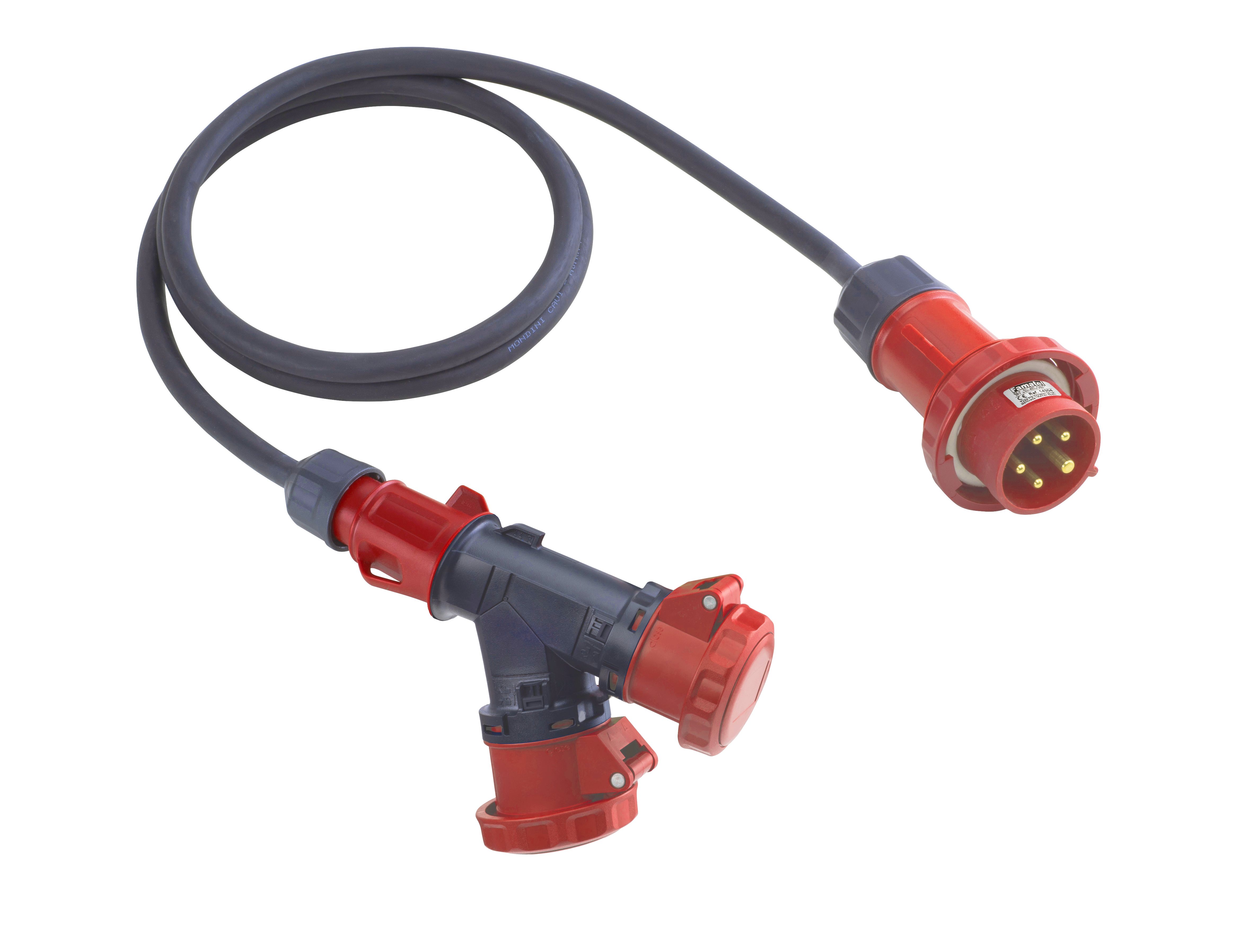 Adaptador de 2 tomadas com extensão de 2 m IP67