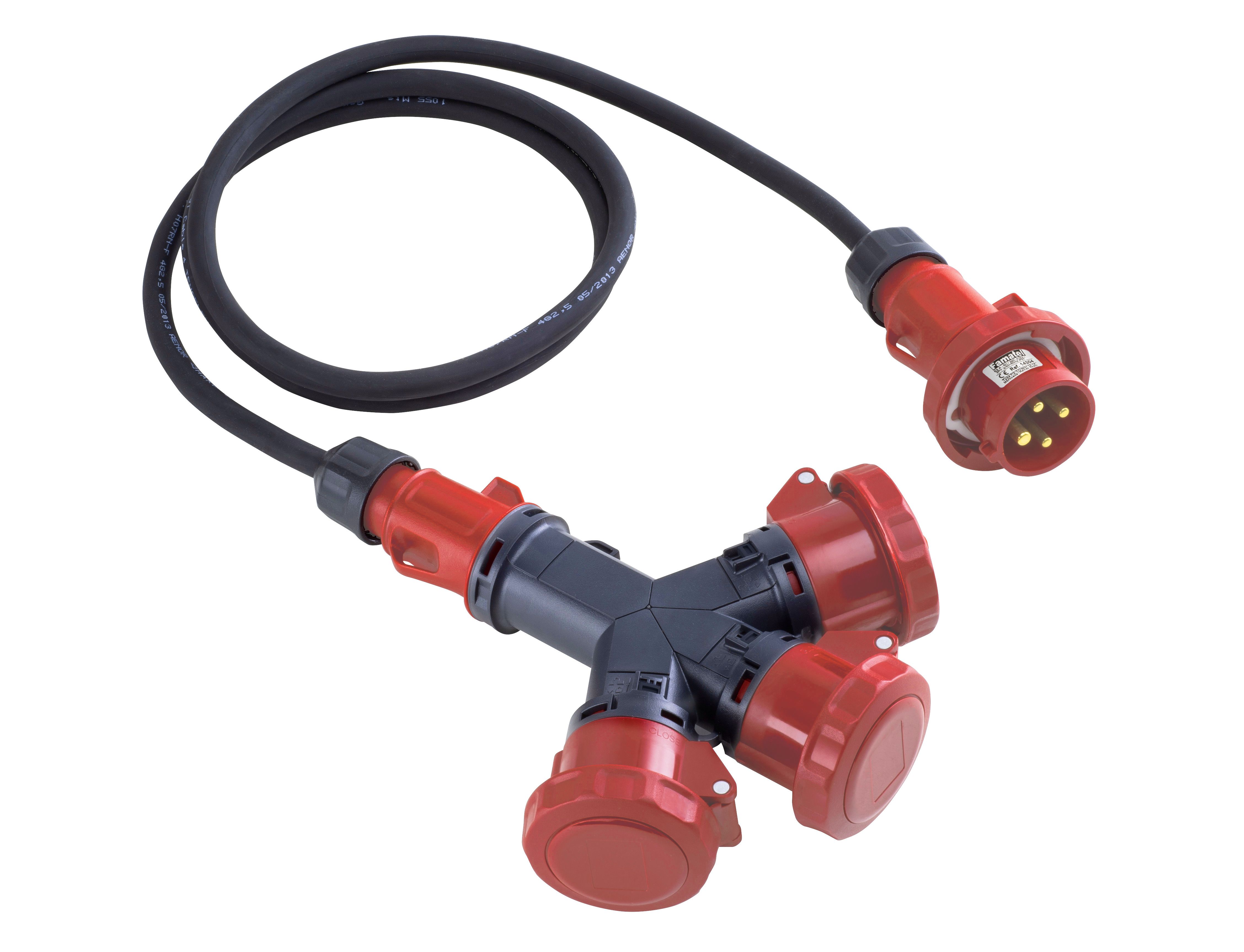 Adaptador de 3 tomadas com extensão de 2 m IP67