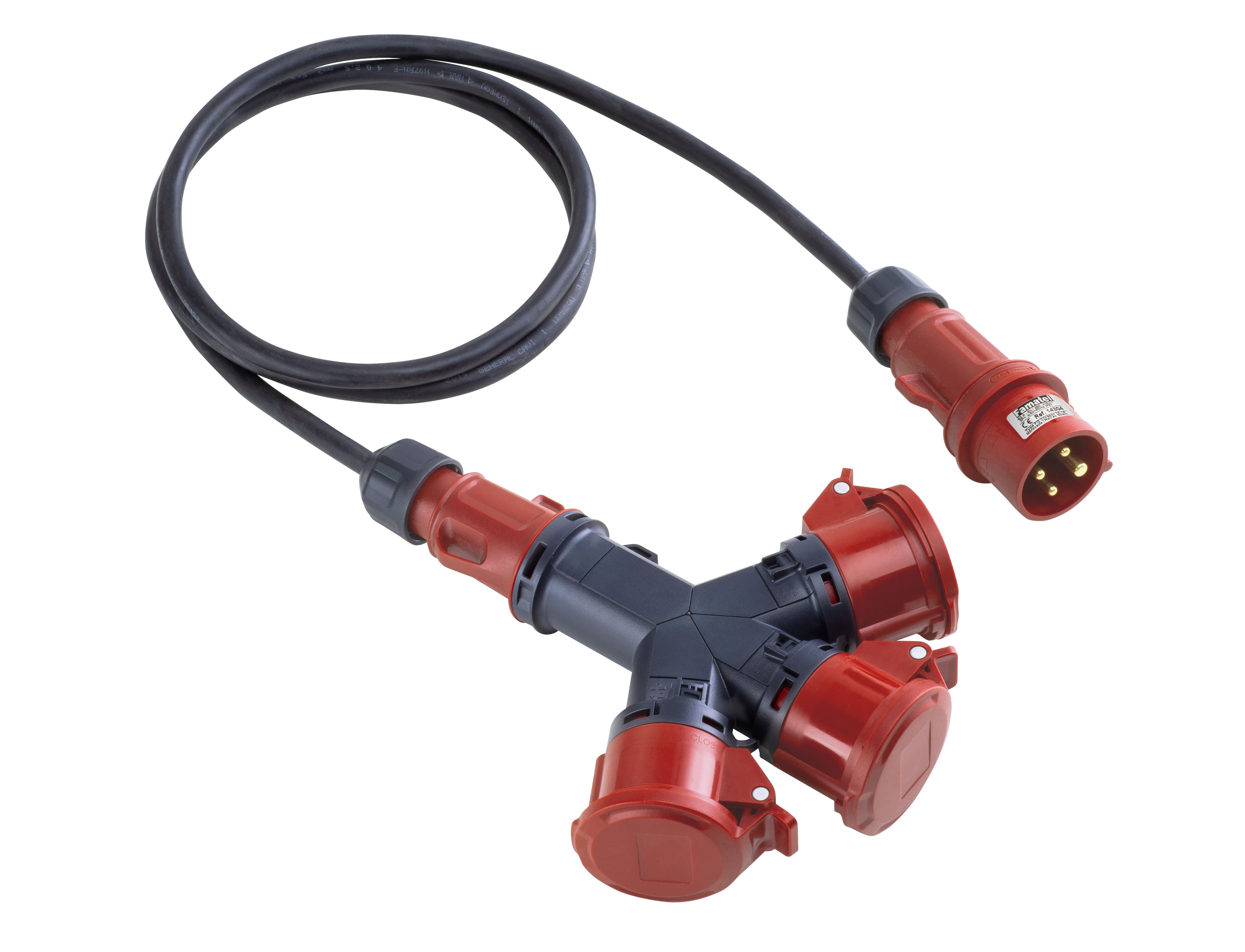 Adaptador de 3 tomadas com extensão de 2 m IP67
