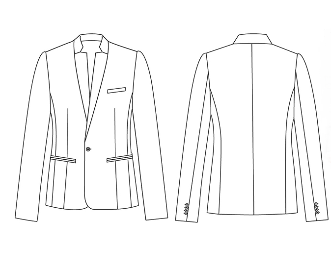 BLAZER MAN 1 BUTTON REVERSE LAPEL SLIM FIT TRIVIAL
