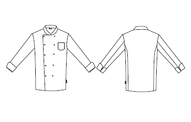 VESTE CUISINE UNISEXE BOUTONS RECOUVERTS MANCHES LONGUES BLANC
