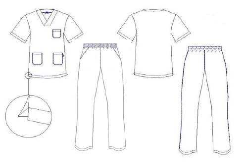 CONJUNTO UNISEX BLUSA CUELLO PICO /PANTALON GOMA ENTERA