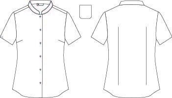 BLOUSE WOMAN GRANDAD COLLAR S/S POP. 
