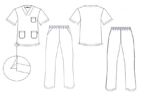 ENSEMBLE MÉDICAL UNISEXE TUNIQUE COL V/PANTALON TAILLE ÉLASTIQUÉE
