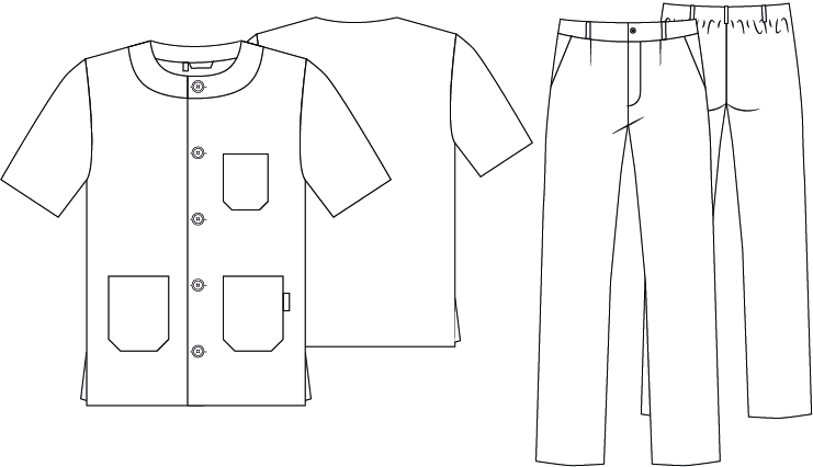 SCRUB SUIT UNISEX BUTTON UP TWILL WHITE
