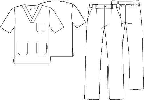 SCRUB SUIT UNISEX V-NECK TWILL WHITE
