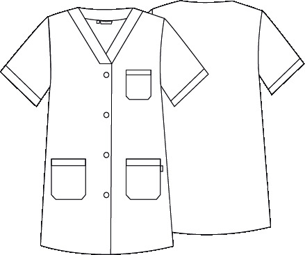 BLOUSE SANITARY UNISEX V-NECK OPEN VICHY MIX
