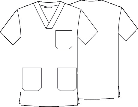 BLOUSE SANITARY UNISEX V-NECK VICHY MIX
