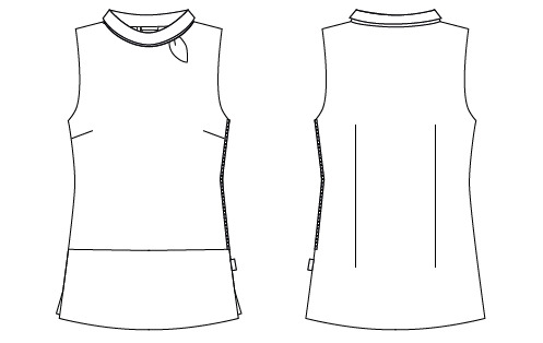 SLEEVELESS TUNIC WITH TURNOVER COLLAR 