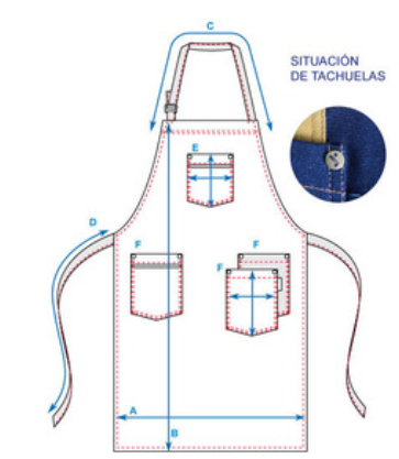 AVENTAL COM PEITO LAVADO GANGA AZUL 90X75 CM
