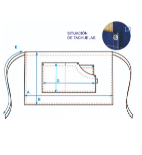 AVENTAL CURTO LAVADO GANGA AZUL COMBI MOSTARDA 40X69 CM
