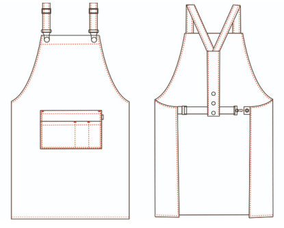 APRON WITH BIB GREY BACK STRAP 82X72 CM

