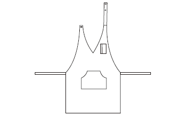 DELANTAL BISTRO ESCOTE PICO BOLSILLO CENTRO 80X65 CM
