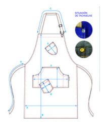 GREMBIULE CON PETTORINA  LAVATO TWILL COMBINATO DENIM INDACO 80X85 CM
