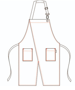 DELANTAL CON PETO NEGRO COMBI ESPIGA 82X72 CM