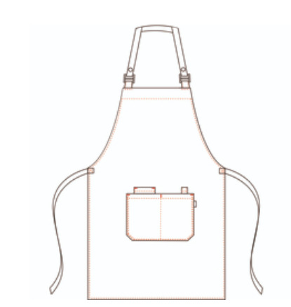 APRON WITH BIB BEIGE LEATHER STRAP 82X72 CM
