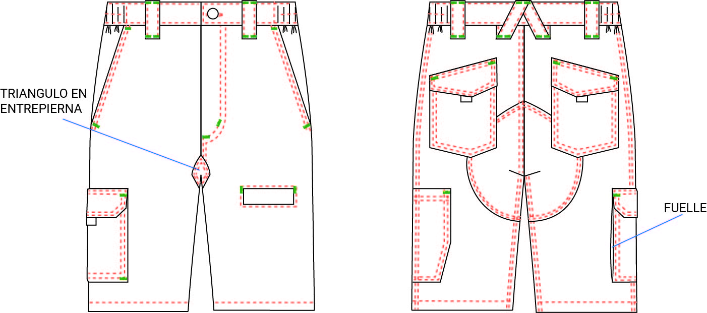 BERMUDA SHORTS UNISEX MULTIPOCKETS ELASTIC ARCE
