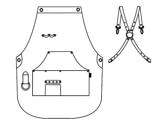 DENIM AND LEATHER OVERALL APRON
