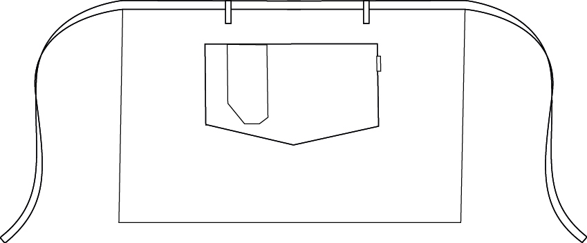 DELANTAL CORTO RAYAS COMBINADO 45X74 CM