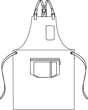 DELANTAL PETO HERRAJES EN PIEL 88X74 CM