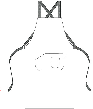 GREMBIULE PETTORINA CON BRETELLE A CONTRASTO 88×74 cm