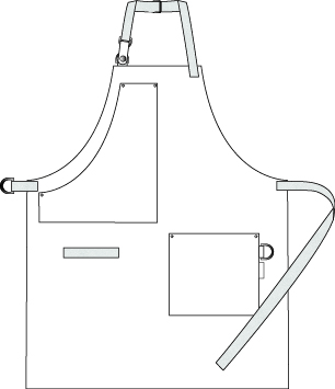 GREMBIULE PETTORINA CON DETTAGLI A SPINA DI PESCE 88×74 cm