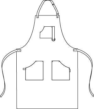 GREMBIULE PETTORINA CON RIVETTI IN TWILL RICICLATA 86×74 CM