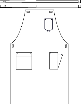 TABLIER BAVETTE AVEC OEILLETS ET LANIÈRES COMBINÉES 88x74 CM