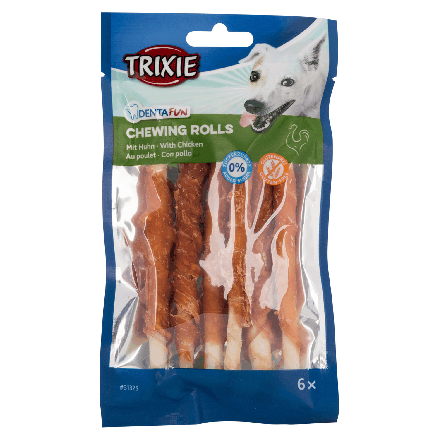 6 Rollitos con Pollo Denta Fun, 12 cm, 70 g