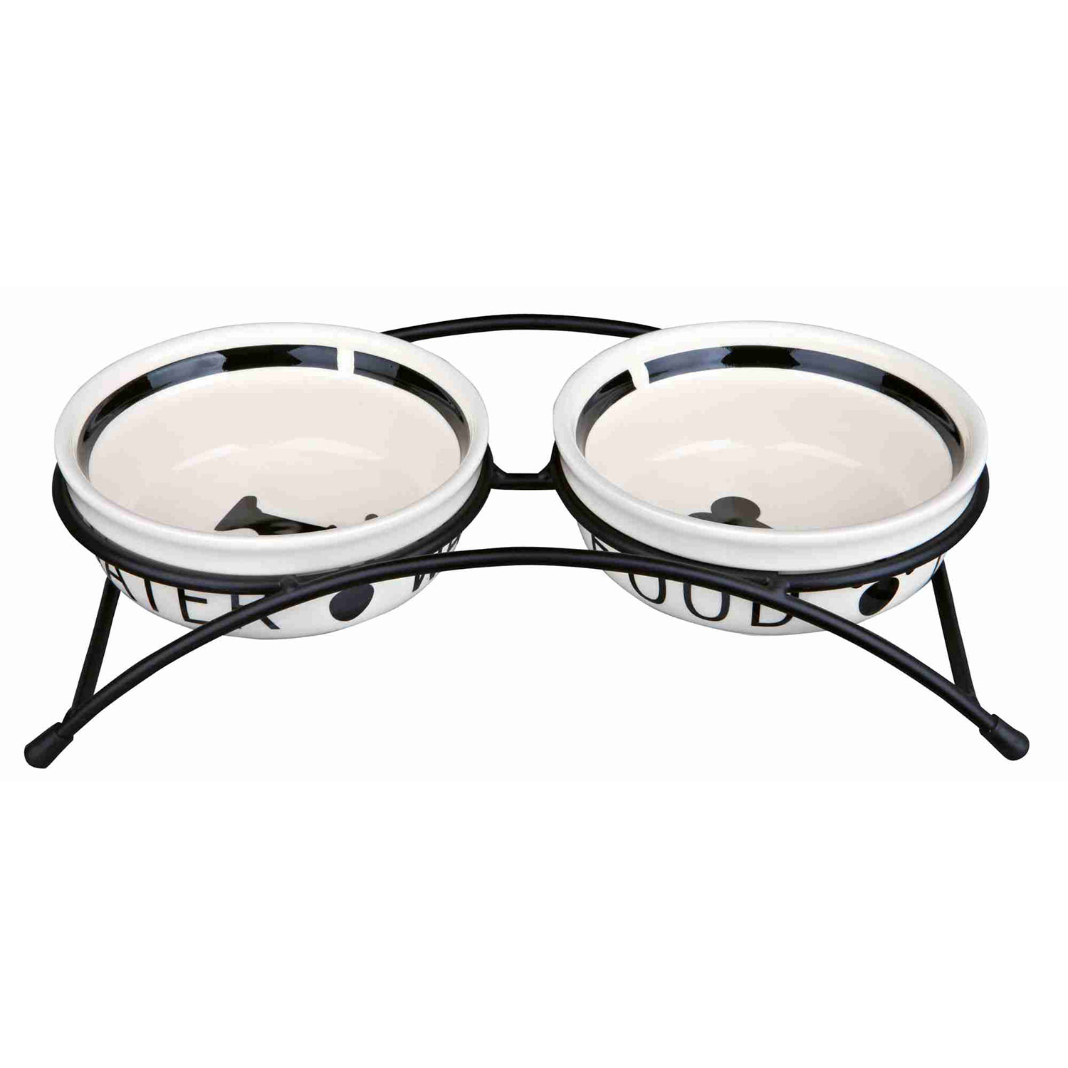 Set Comedos Cerámica + Pie, 2 × 0.25 l, ø13 cm, Blanco-Negro