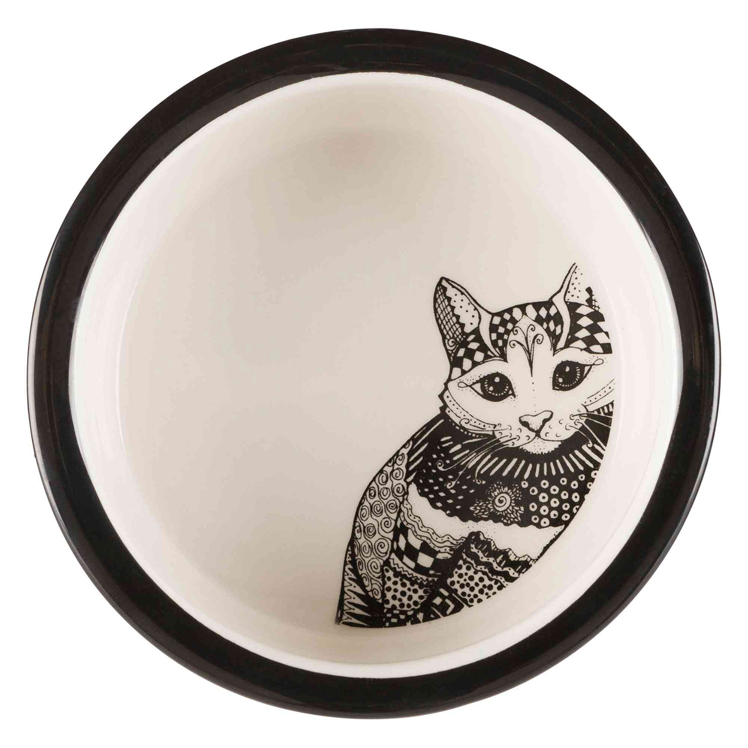 Comedero Cerámico Zentangle, 0.3l/ø12 cm, Blanco-Negro