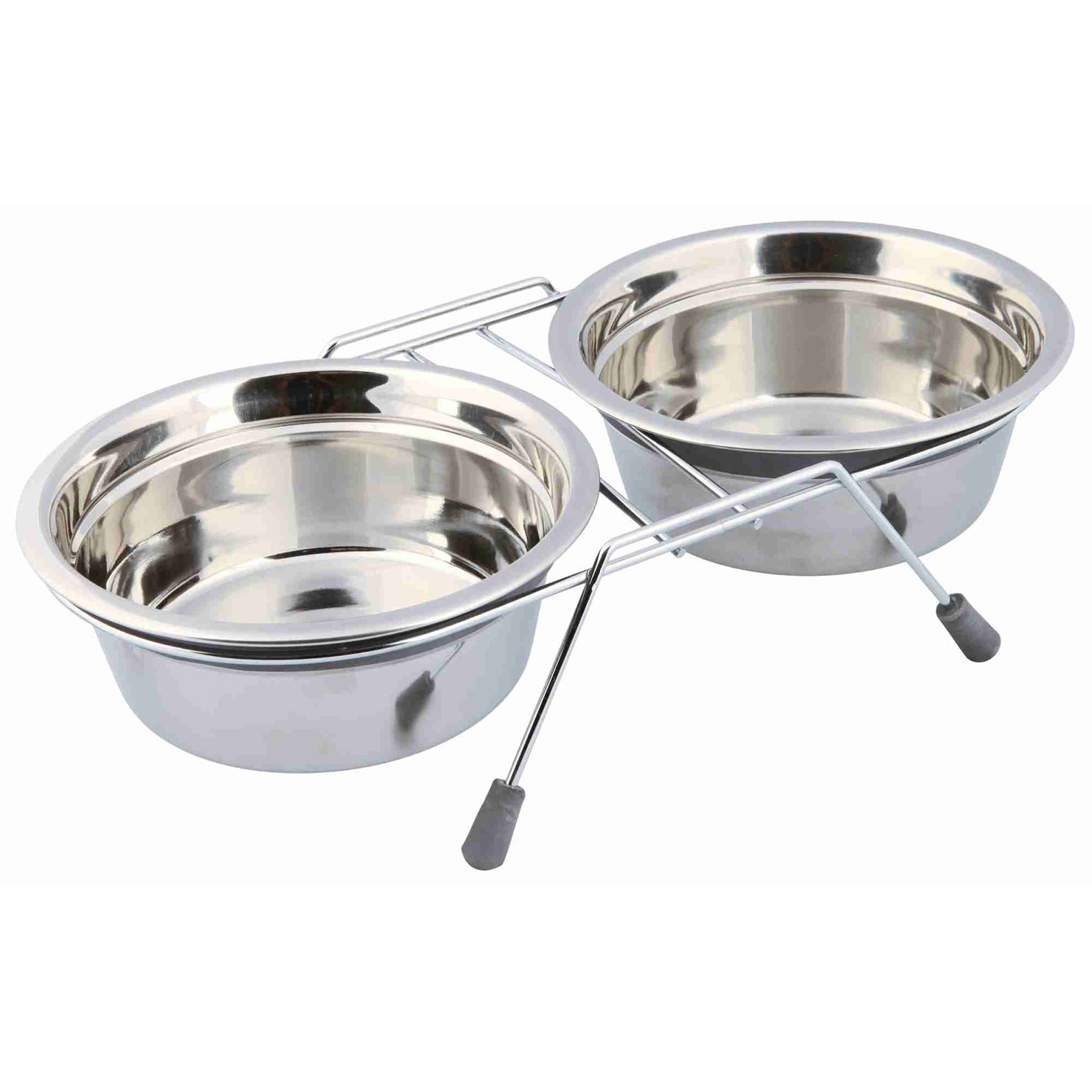 Comedero Doble, Acero Inox, Antivibración, 0.9 l, ø16 cm
