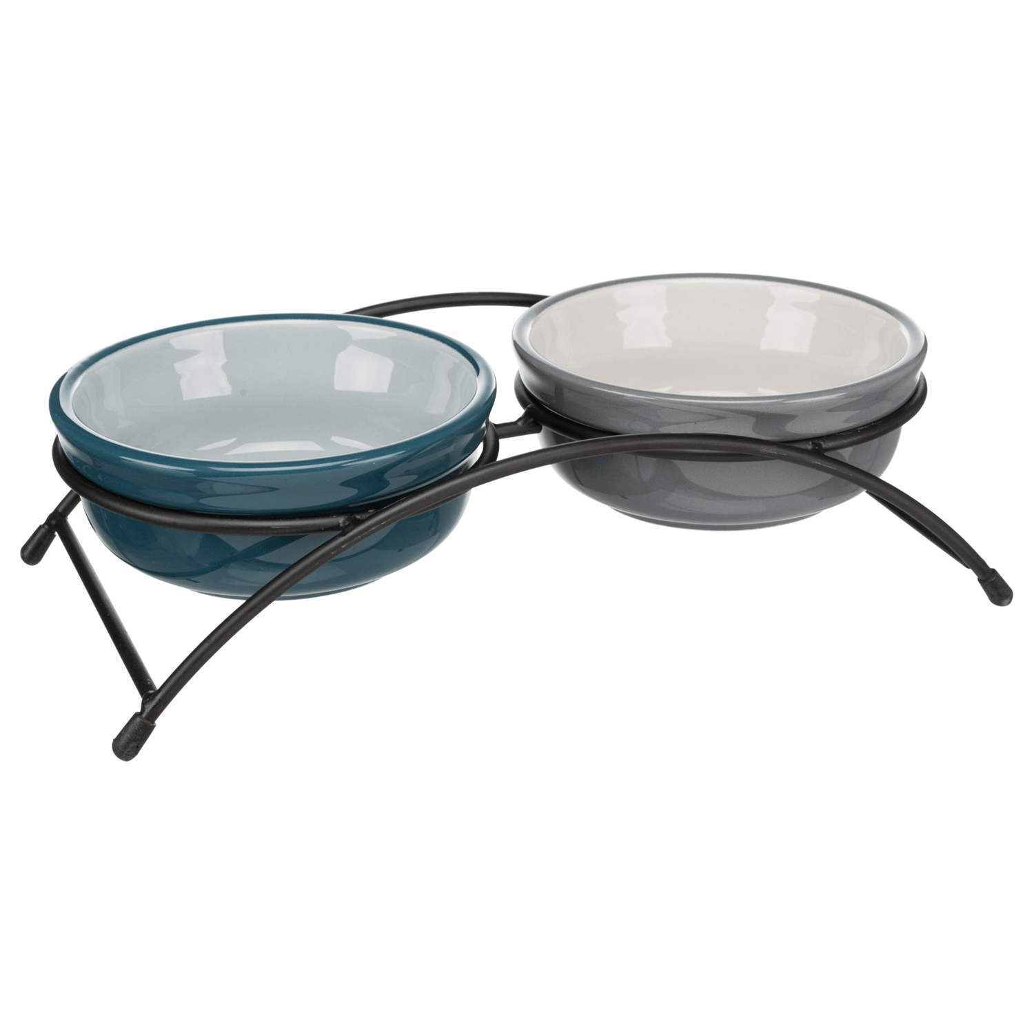 Set comederos, 2 × 0.25 l/ø13 cm, Azul Petróleo/Gris