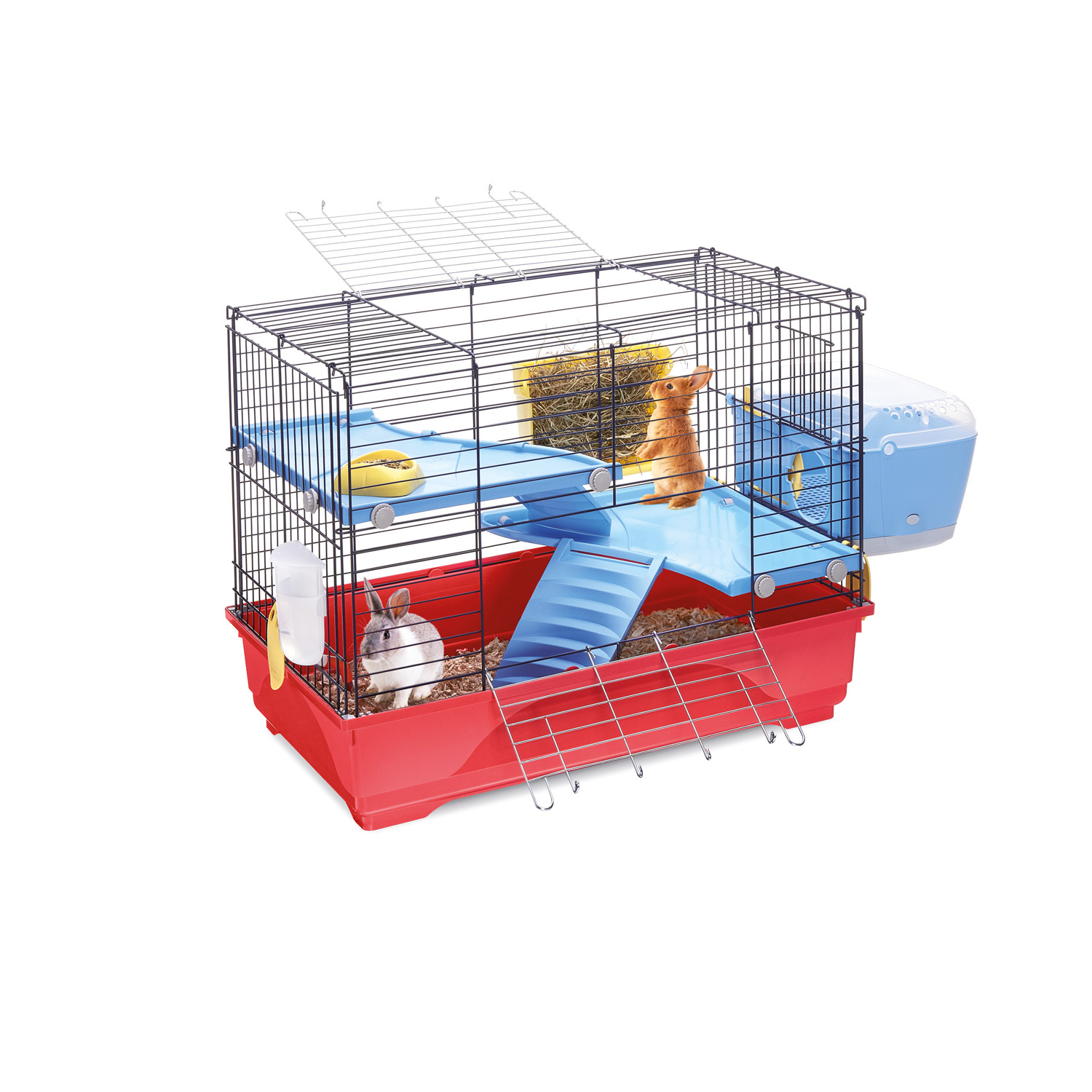 Jaula Roedor BENNY 80, 80 x 48.5 x 60 cm, Azul/Rojo