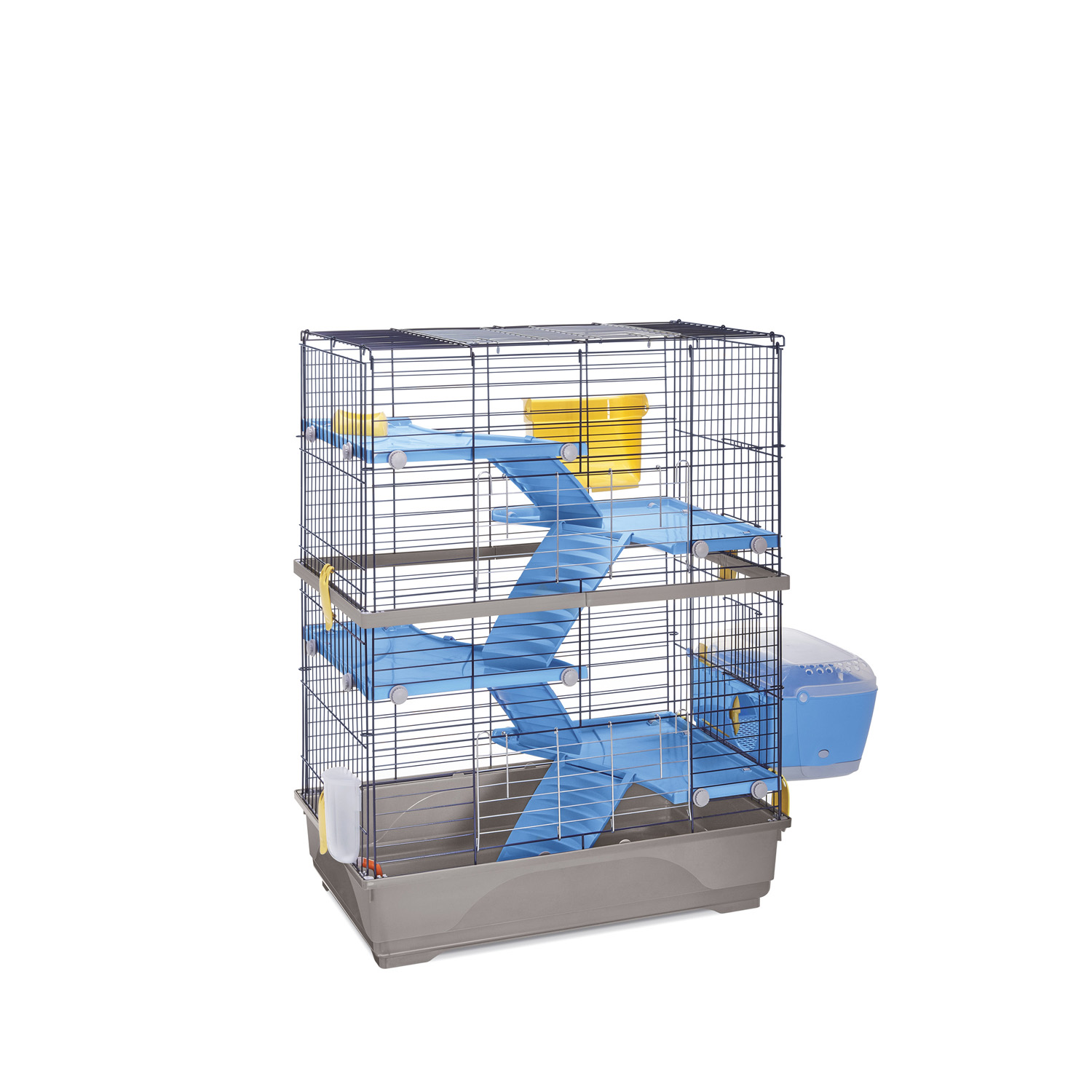 Jaula Roedor DOBLE 80, 80 x 48.5 x 104 cm, Azul/gris