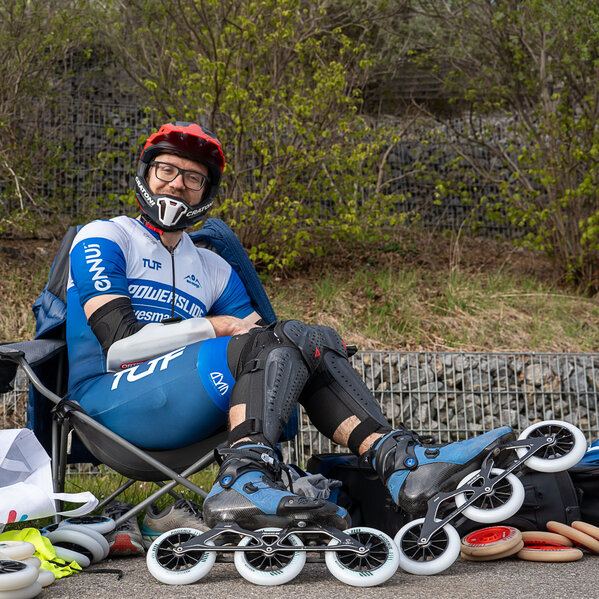 Arise PDS Blue TRI Boot - Powerslide - Urban Inline Skate Boots - In Action 1