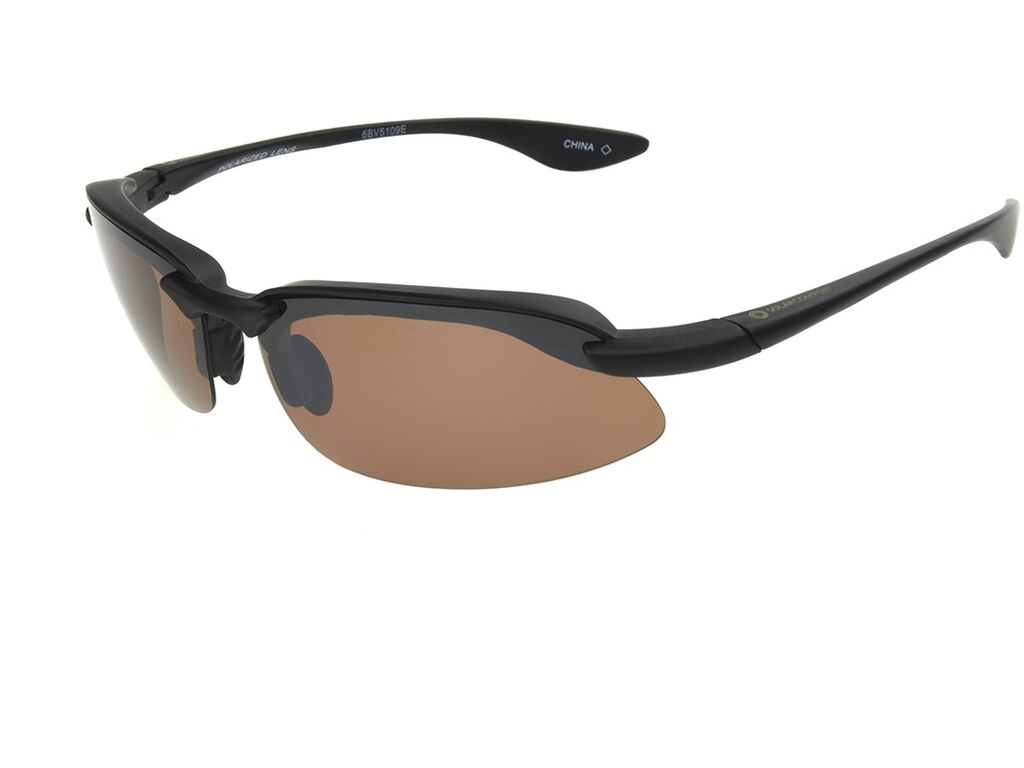 Unisex Wrap Sunglasses In Matte Black With Brown Lenses By Foster Grant - Geyser