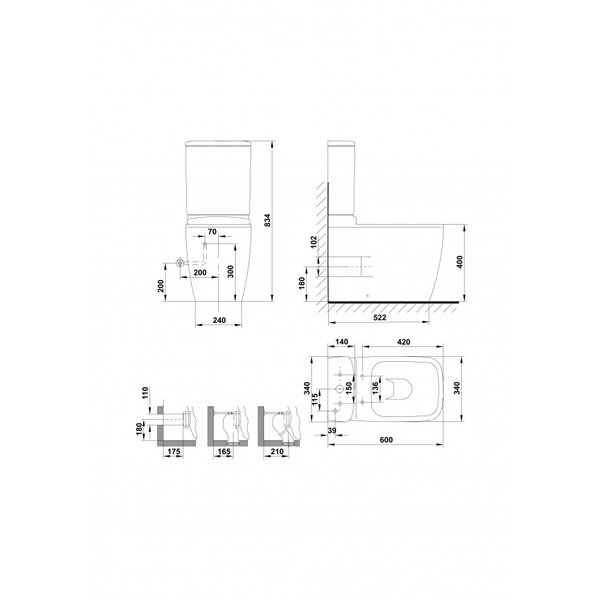 Miniatura de Inodoro EOS BTW compact, salida dual. Color blanco