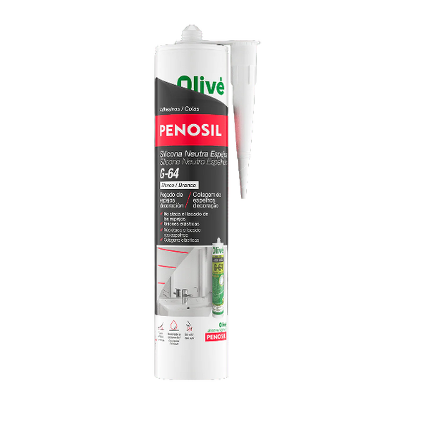 SILICONA NEUTRA PENOSIL ESPEJOS G-64 BLANCO CARTUCHO DE 300 ML