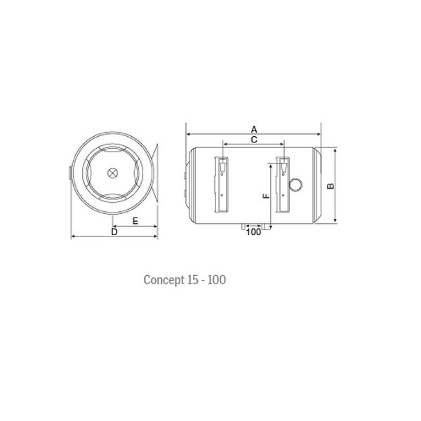 Miniatura de TERMO ELÉCTRICO MODELO CONCEPT 100 HZ CAPACIDAD 100 LITROS INSTALACIÓN HORIZONTAL MURAL 1500W CLASE ENERGÉTICA C PERFIL L