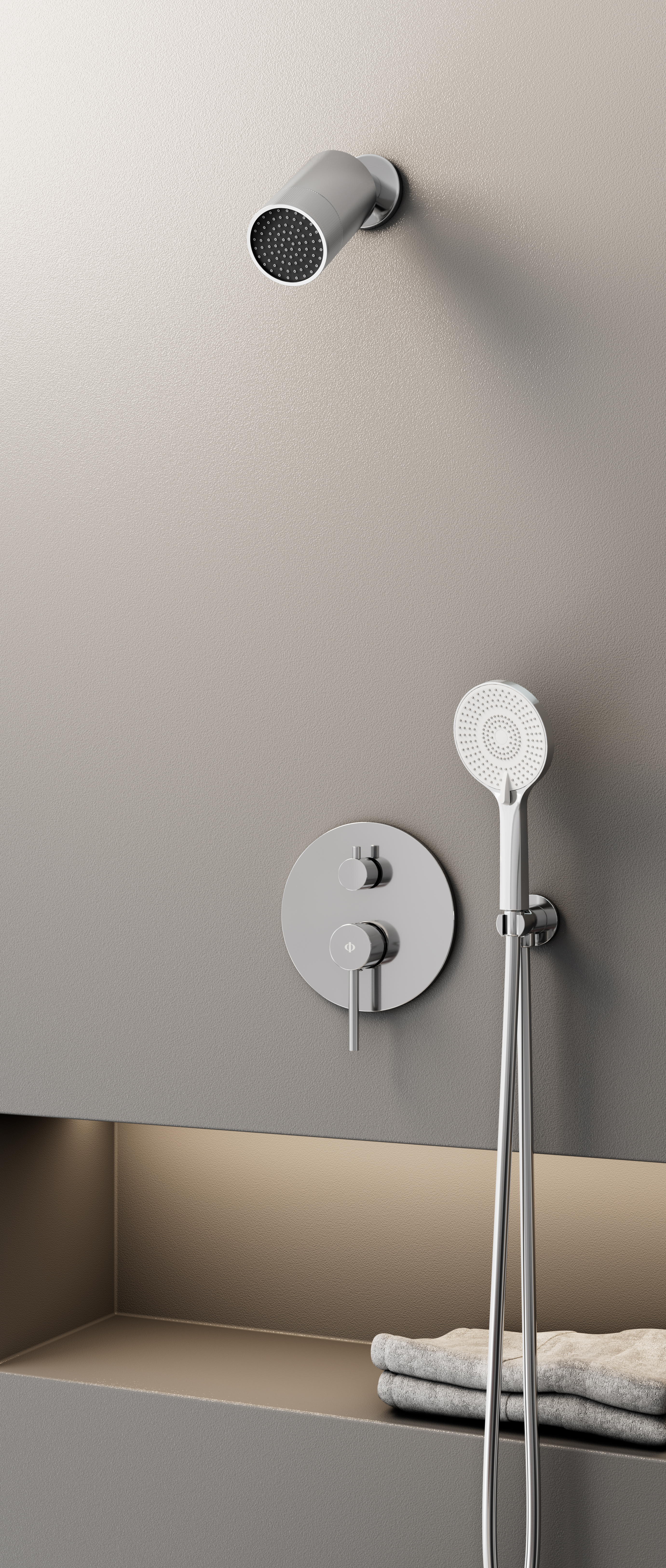 MITIGEUR DOUCHE ENCASTRE SIRIO CHROME + MINIMAL TETE PLUIE - 3086+3290