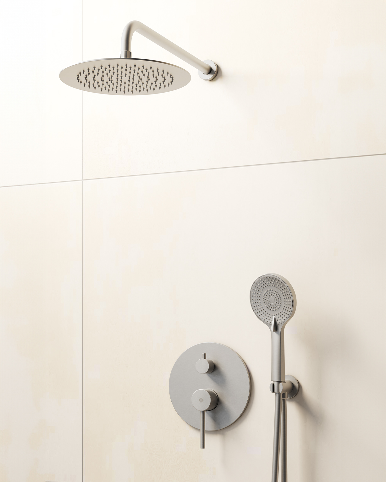 MITIGEUR DOUCHE ENCASTRE SIRIO NICKEL + TETE MURALE - 3086NK+3025NK+3059NK