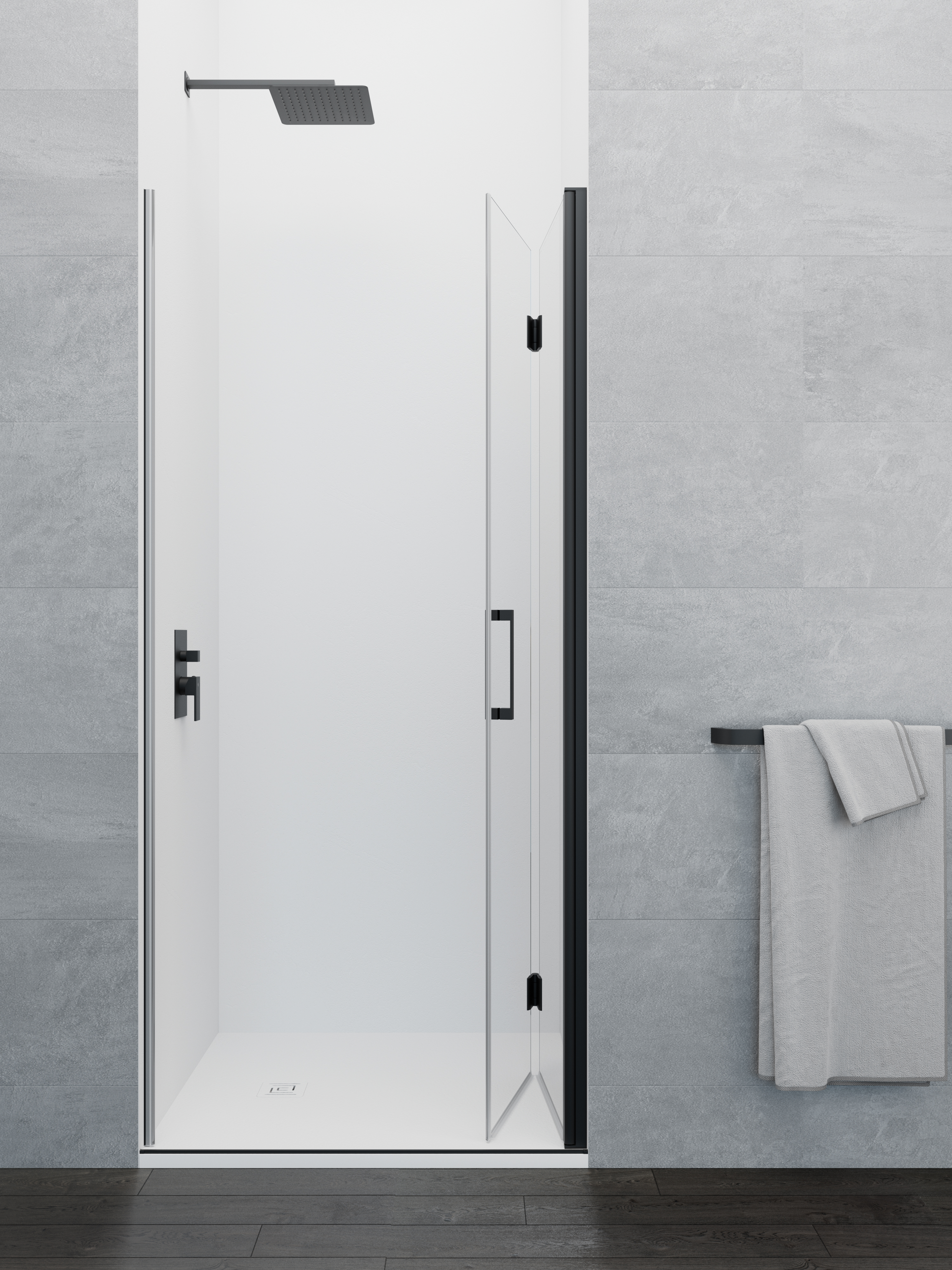 PAROI DOUCHE GLASS REPLIABLE C1 1F1P TP NOIR 100 (50+50) - 1714N+1706