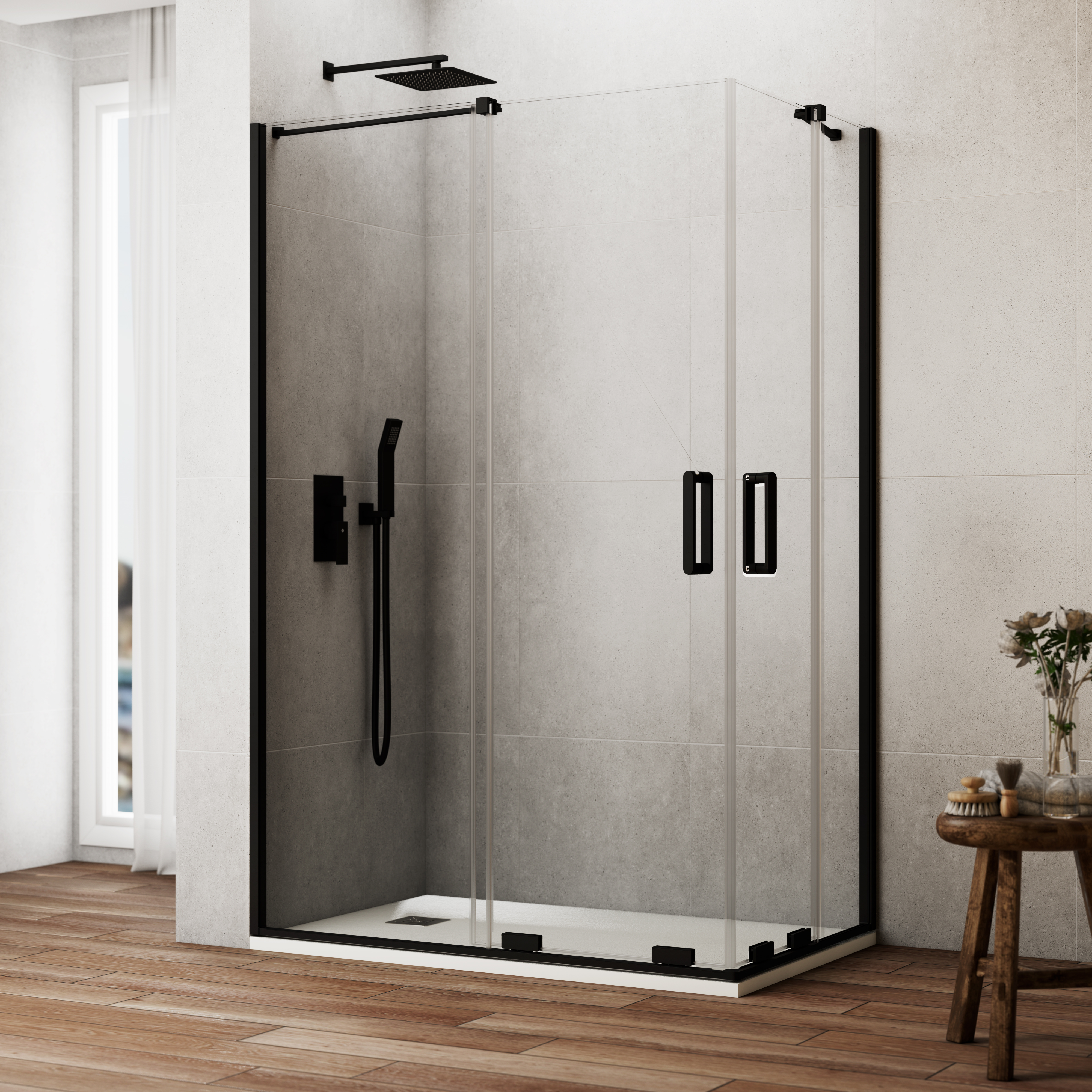 PAROI D'ANGLE KENNA 100x70 CROMO - 6559C+6553C+6563N