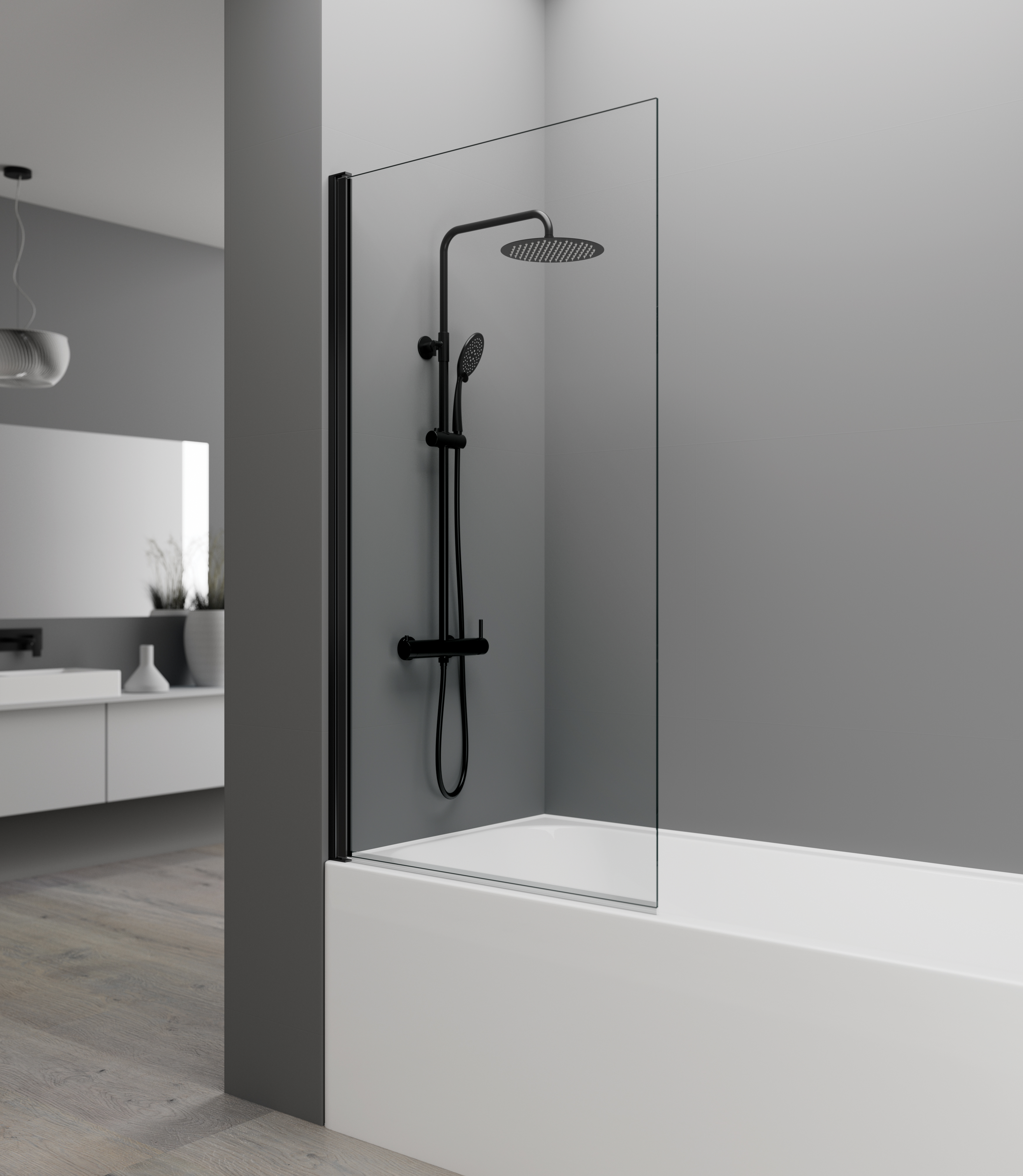 PAROI BAIGNOIRE OPEN 1 TRANSPARENTE NOIR - 0121N