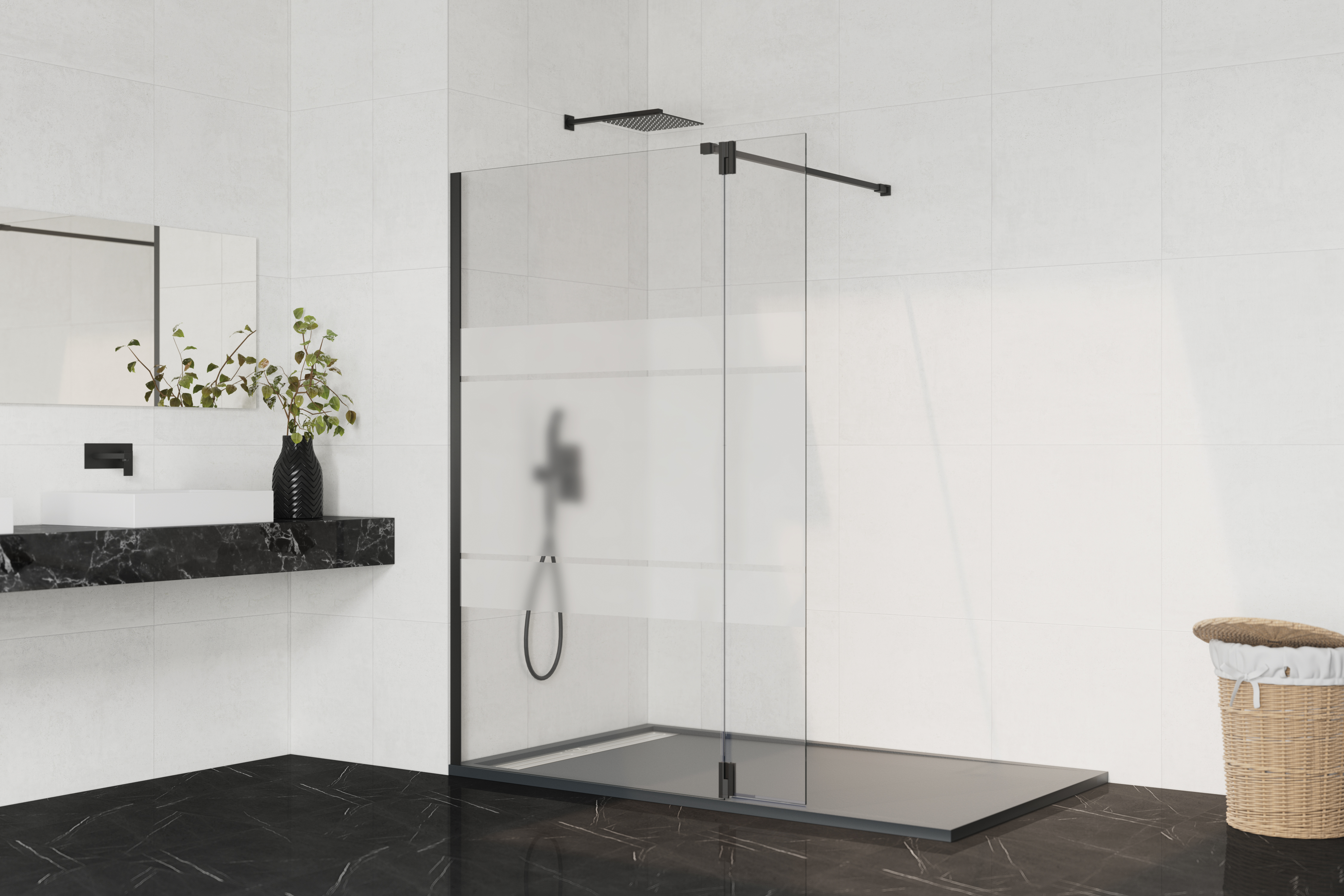 PANNEAU MOBILE HINGES SCREEN NOIR FROST 35x195cm - 0332+9021